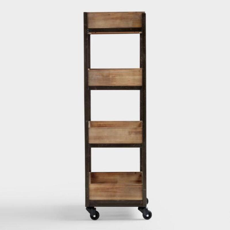 4Shelf Wooden Gavin Rolling Cart Appu Art and Handicrafts